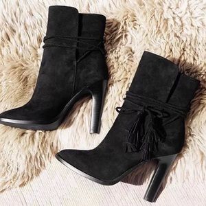 Joie Chap Black Suede Tassel Boot.